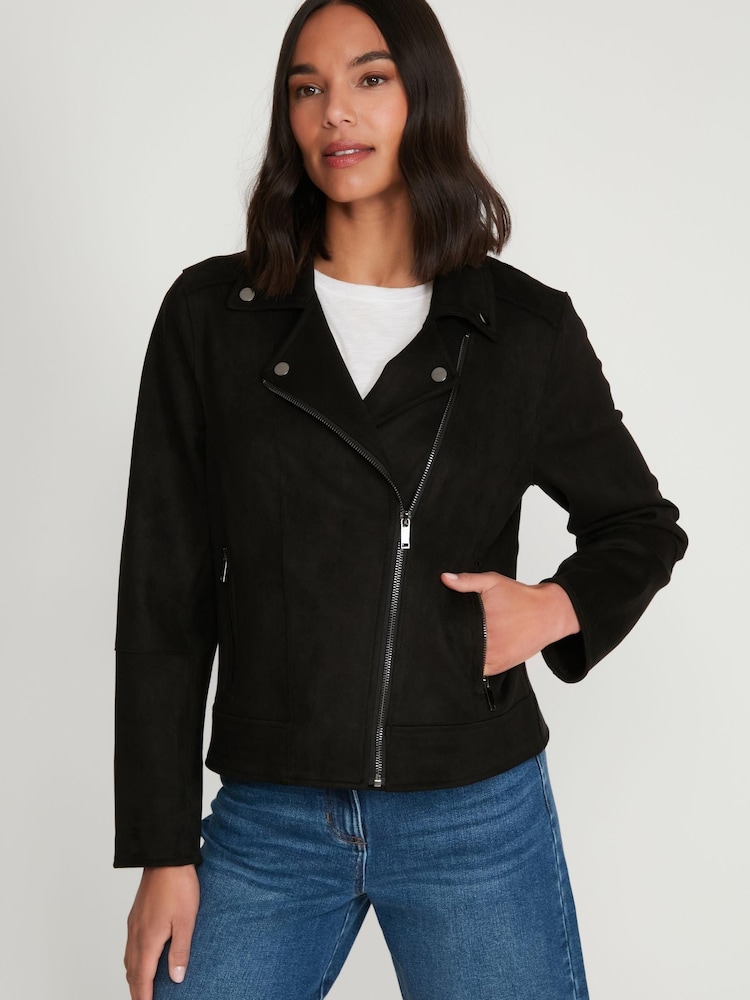 M&Co Black Suedette Biker Jacket - Image 1 of 5