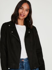 M&Co Black Suedette Biker Jacket - Image 3 of 5