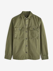Khaki Green 100% Cotton Twin Pocket Shacket - Image 1 of 7