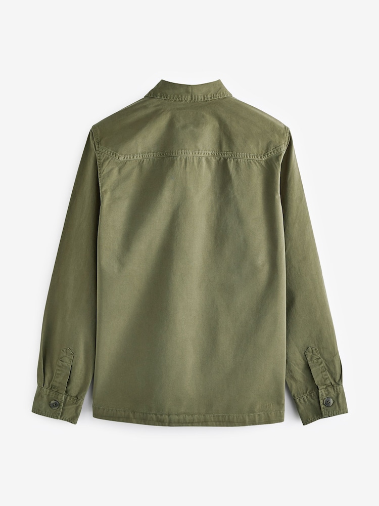 Khaki Green 100% Cotton Twin Pocket Shacket - Image 2 of 7