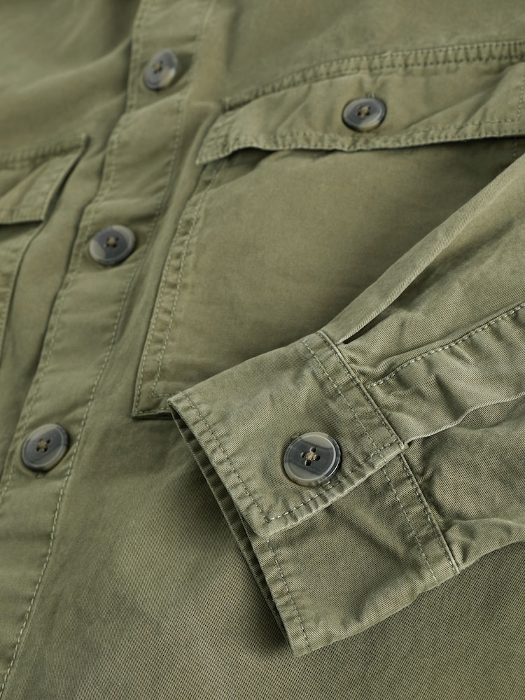 Vert kaki - 100Veste-chemise à double poche en coton (%) - Image 3 of 4