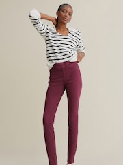 Berry Red Jersey Denim Leggings - Image 1 of 5