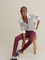 Berry Red Jersey Denim Leggings - Image 2 of 5