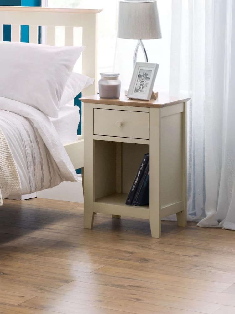 Julian Bowen Cream Salerno 1 Drawer Bedside Table - Image 1 of 3
