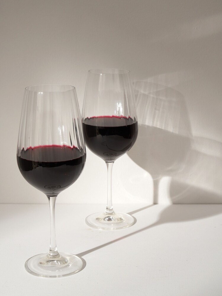 Truly Set of 4 Clear Crystal Fluted Red Wine Glasses - Image 1 of 2