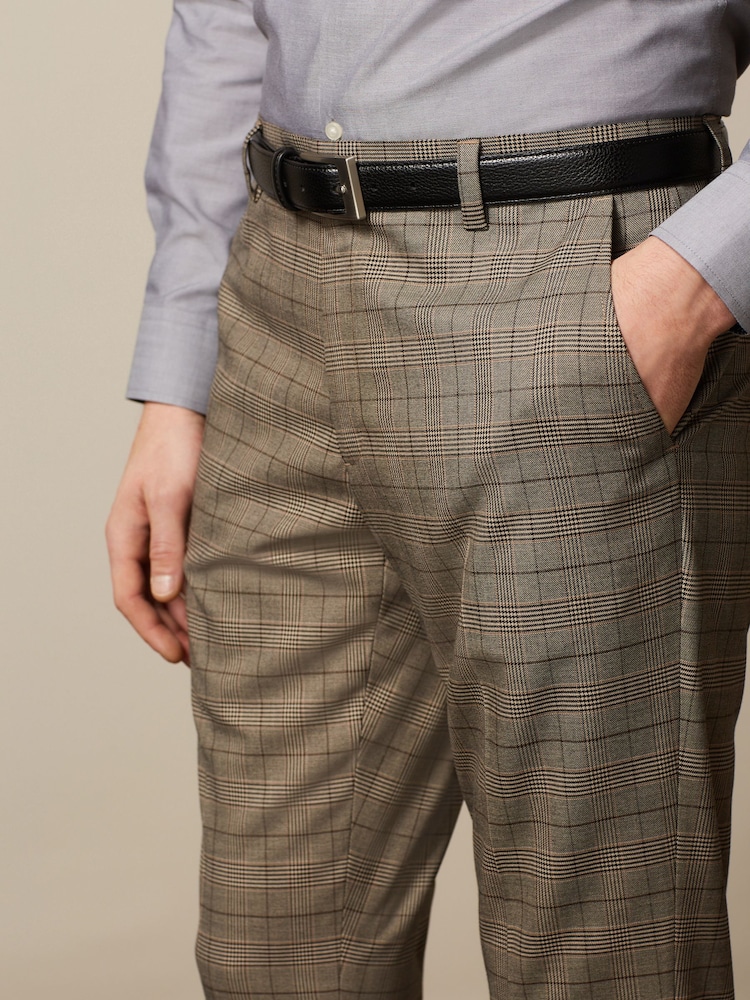 Marron taupe - mince - Pantalons à carreaux bordé - Image 3 of 8