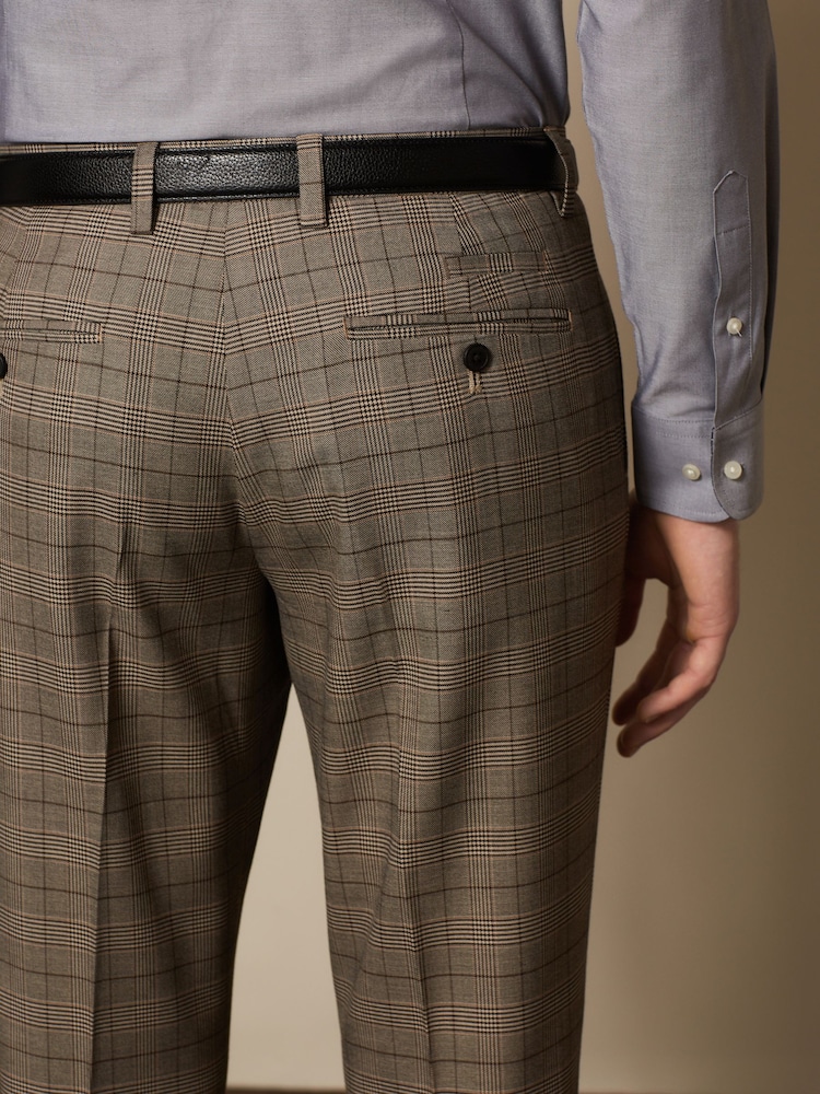 Marron taupe - mince - Pantalons à carreaux bordé - Image 4 of 8