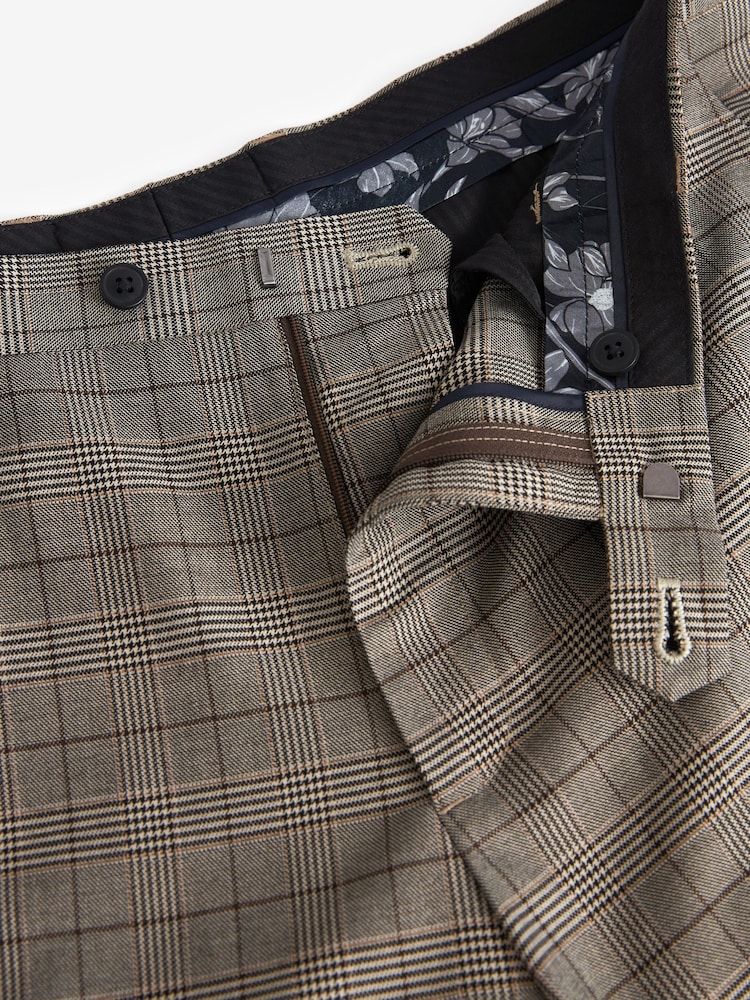 Marron taupe - mince - Pantalons à carreaux bordé - Image 6 of 8