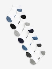 White/Blue/Grey Heel And Toe Rich Trainers Socks 7 Pack - Image 1 of 1