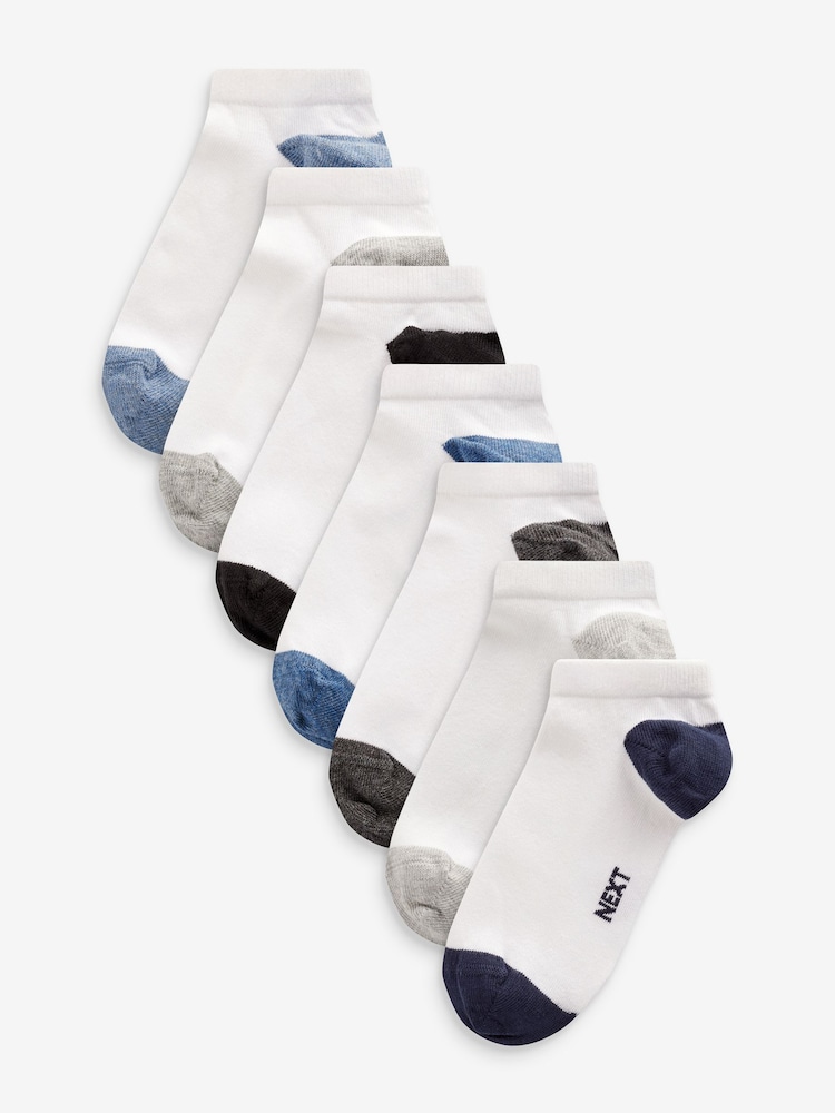 White/Blue/Grey Heel And Toe Rich Trainers Socks 7 Pack - Image 6 of 10