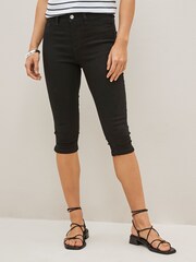 Black Pedal Pusher Cropped Jeans - Image 1 of 4