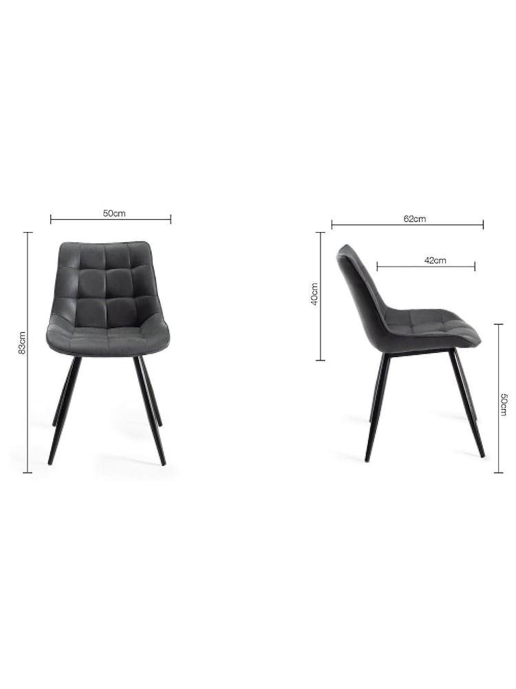 Bentley Designs Grey Set of 2 Seurat Chairs - Image 4 of 4
