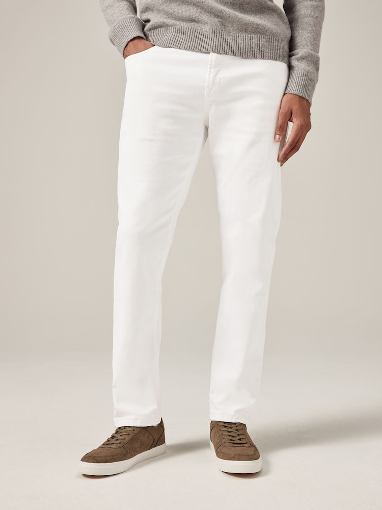 White Classic Stretch Jeans - Image 2 of 9