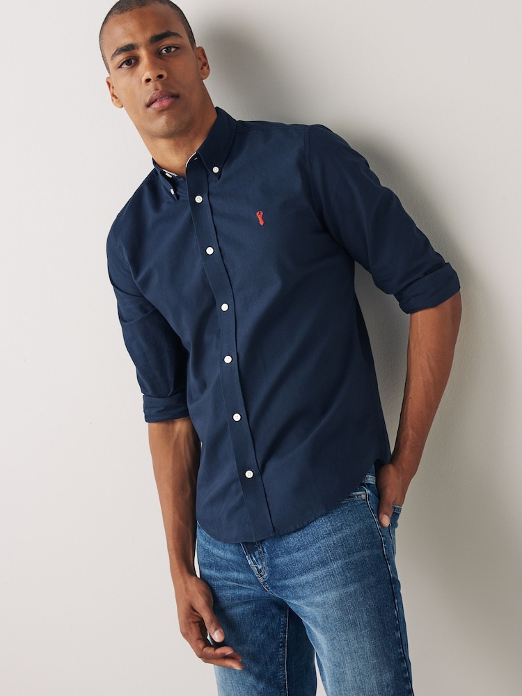 Navy Blue Regular Fit Long Sleeve Oxford Shirt - Image 1 of 6