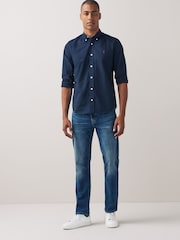 Navy Blue Regular Fit Long Sleeve Oxford Shirt - Image 4 of 6