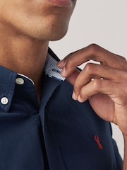 Navy Blue Regular Fit Long Sleeve Oxford Shirt - Image 5 of 6