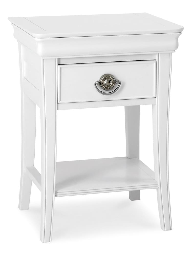 Bentley Designs White Chantilly 1 Drawer Bedside Table - Image 1 of 3