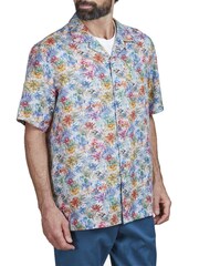 Simon Carter Grey Short Sleeve Tropical Floral Shirt - Image 1 of 6