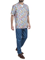 Simon Carter Grey Short Sleeve Tropical Floral Shirt - Image 4 of 6