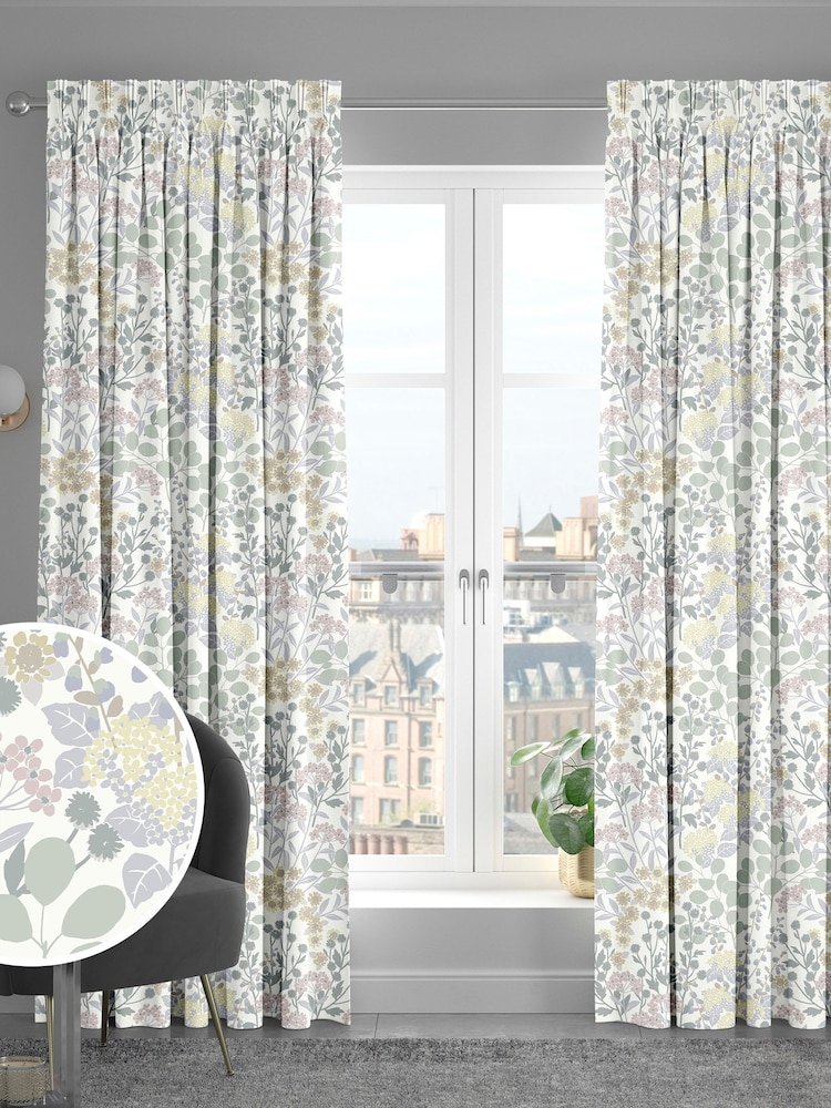 Green Nordic Made To Measure 100% Cotton Curtains - Image 1 of 9