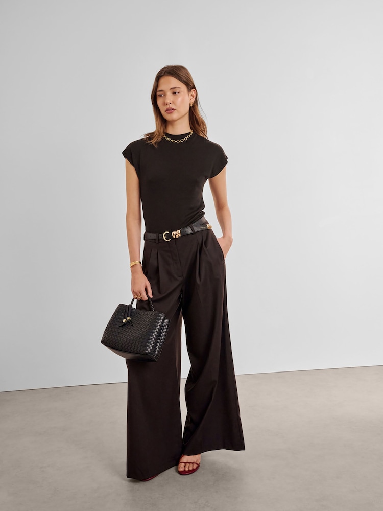 Katie Loxton Black Nova Hand Woven Top Handle Bag - Image 1 of 6