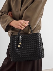 Katie Loxton Black Nova Hand Woven Top Handle Bag - Image 2 of 6