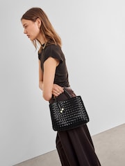 Katie Loxton Black Nova Hand Woven Top Handle Bag - Image 3 of 6