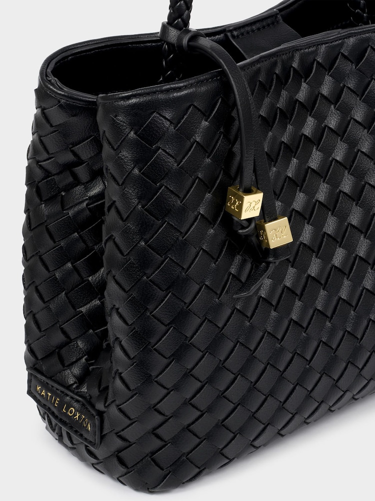 Katie Loxton Black Nova Hand Woven Top Handle Bag - Image 6 of 6
