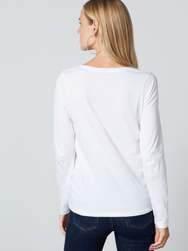Vit - Långärmad V-ringad topp - Bild 2 av 4 Vit - Långärmad V-ringad topp - Bild 2 av 4