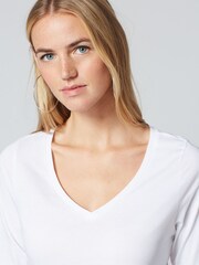 Hvid - Langærmet V-hals top - Billede 3 af 4