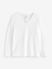 Hvid - Langærmet V-hals top - Billede 4 af 4