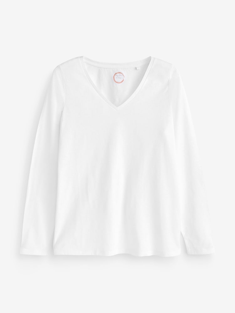 Vit - Långärmad V-ringad topp - Bild 4 av 4 Vit - Långärmad V-ringad topp - Bild 4 av 4