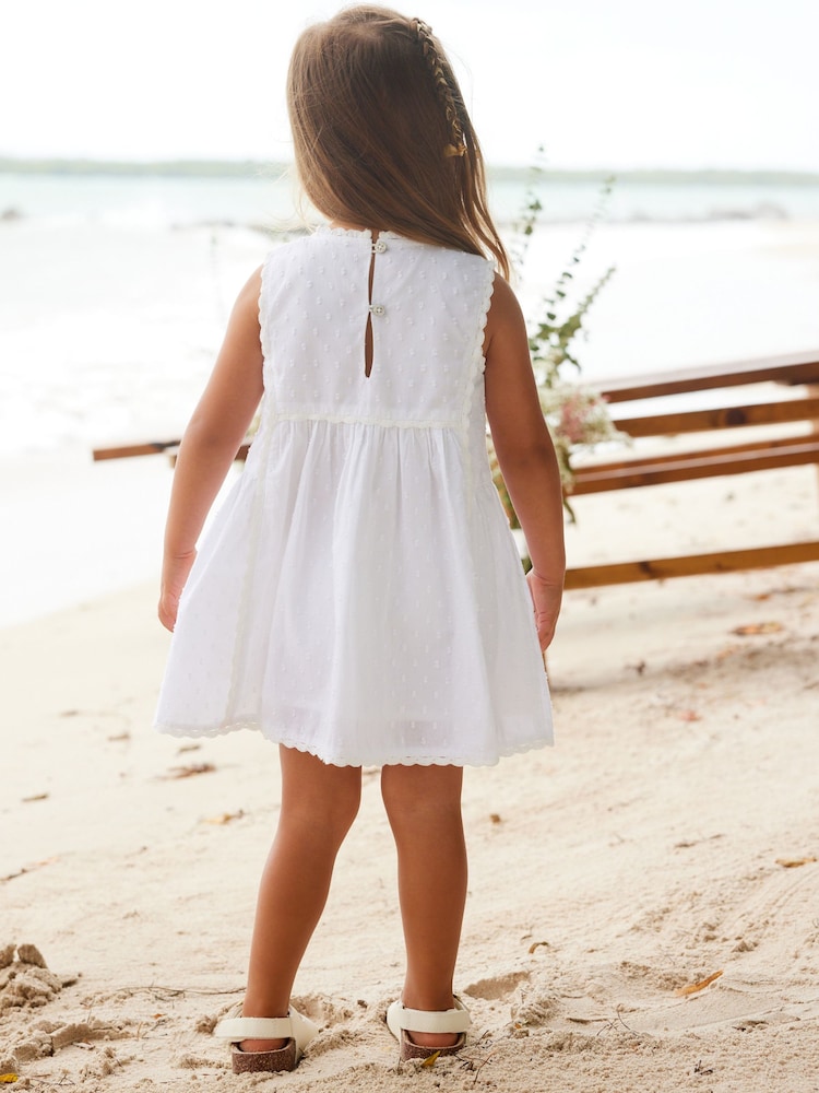 Blue/White Embroidered Cotton Dress (3mths-8yrs) - Image 2 of 6