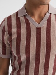 Reiss Rust Cromer Short Sleeve Open Collar Chenille Polo Shirt - Image 2 of 6
