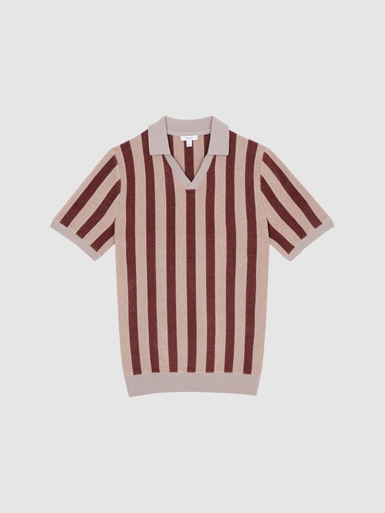 Reiss Rust Cromer Short Sleeve Open Collar Chenille Polo Shirt - Image 6 of 6