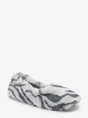 Grey Animal Faux Fur Ballet Slippers - Image 2 of 5