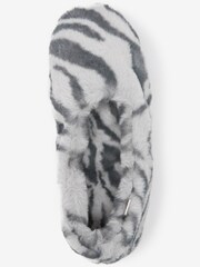 Grey Animal Faux Fur Ballet Slippers - Image 3 of 5