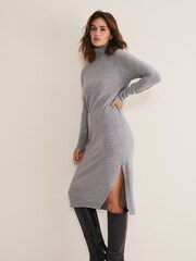 Phase Eight Grey Seline Wool Blend Dress with Cashmere - Image 3 of 7
