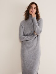 Phase Eight Grey Seline Wool Blend Dress with Cashmere - Image 4 of 7