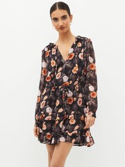 Paige Heirloom Floral Silk Black Mini Dress - Image 1 of 5
