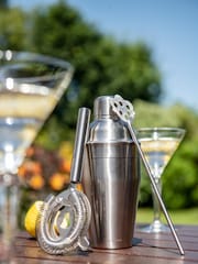 Cellardine Silver Cocktail Set 3 piece, 330 ml Shaker, Stirer and Strainer Set - Image 1 of 2