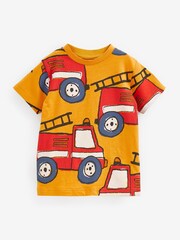 Yellow Fire Engine Short Sleeve All Over Print T-Shirt (3mths-7yrs) - Image 1 of 2