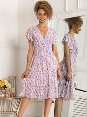 Jolie Moi Purple Gabielle Tiered Midi Dress - Image 1 of 5
