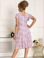 Jolie Moi Purple Gabielle Tiered Midi Dress - Image 3 of 5