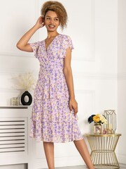 Jolie Moi Purple Gabielle Tiered Midi Dress - Image 4 of 5
