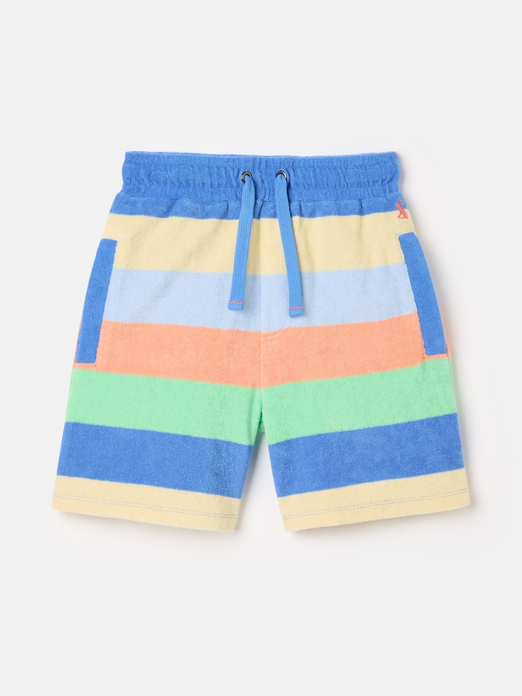 Joules Boys' Give Us A Wave Multi Stripe Relaxed Fit Towelling Shorts - Image 1 of 5