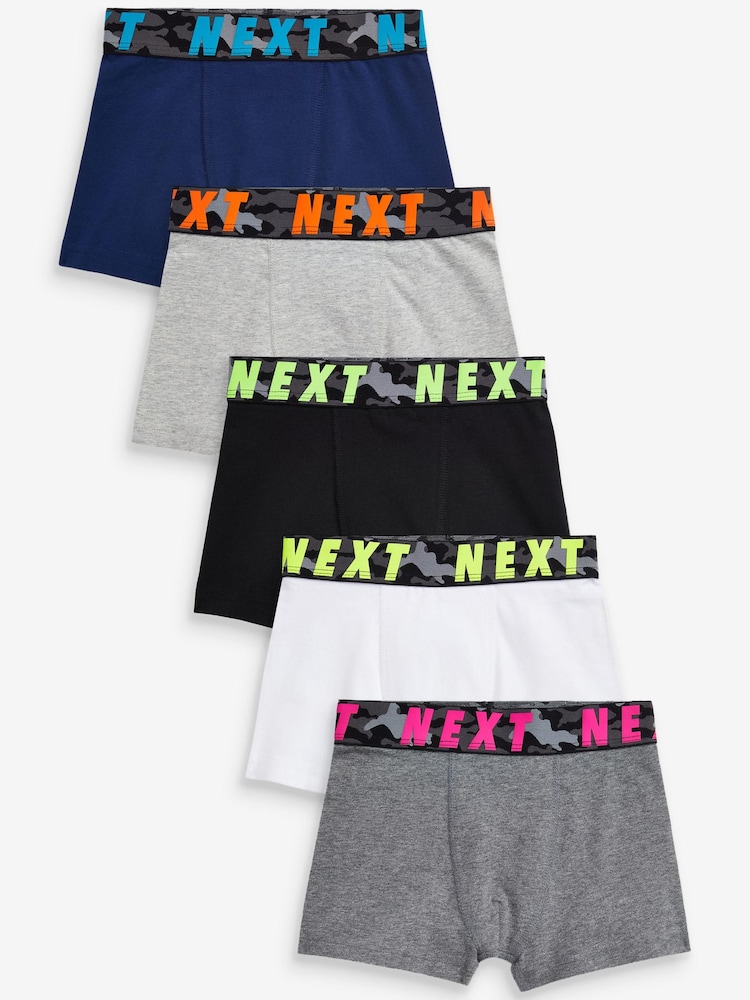 Black Camo Waistband 5 Pack Trunks (2-16yrs) - Image 1 of 7