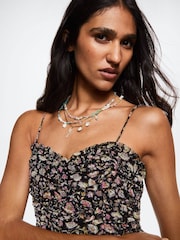 Mango Flowers Cotton Black Dress - Image 5 of 7