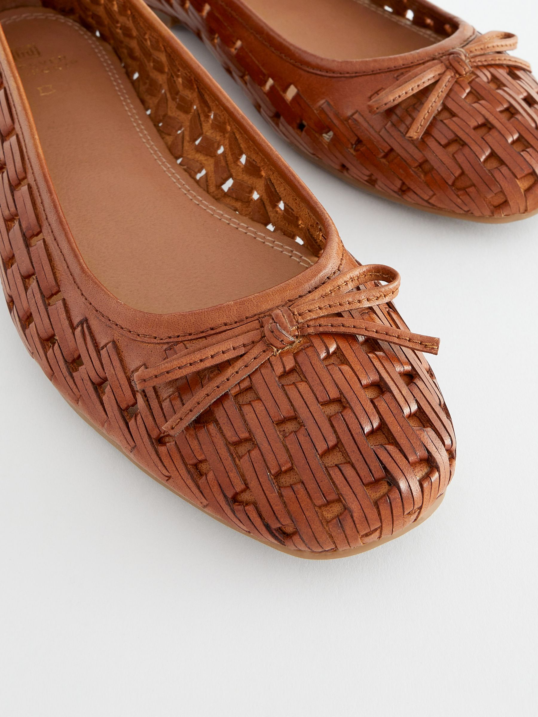 Buy Tan Brown Forever Comfort Leather Weave Ballerina Shoes from Next Luxembourg