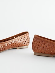 Tan Brown Forever Comfort® Leather Weave Ballerina Shoes - Image 5 of 5